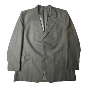 VTG Talbot Jaimes Blazer Mens 48L Gray Windowpane‎ Plaid 3 Button Sport Coat USA